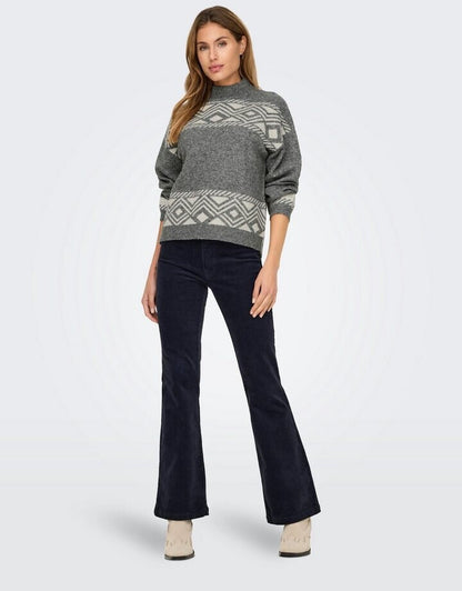 ONLY ONLVICTORIA Strickpullover mit Stehkragen – Grau