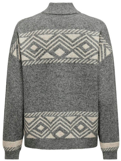 ONLY ONLVICTORIA Strickpullover mit Stehkragen – Grau