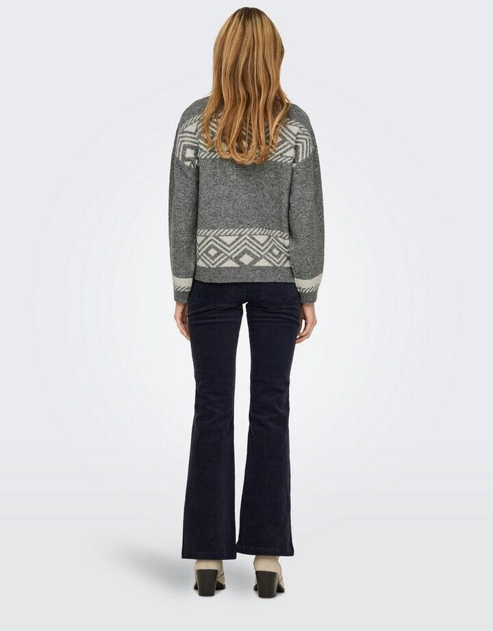 ONLY ONLVICTORIA Strickpullover mit Stehkragen – Grau