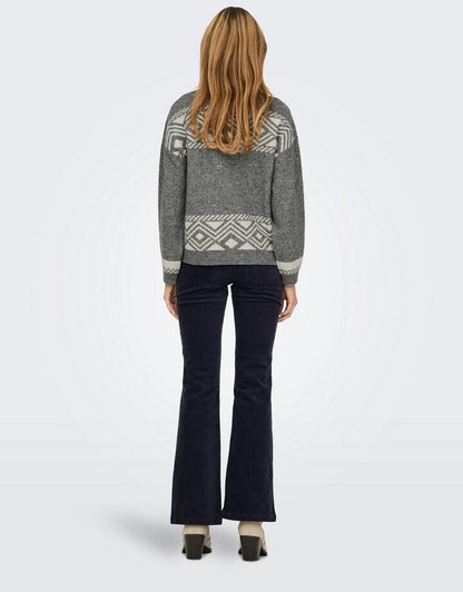 ONLY ONLVICTORIA Strickpullover mit Stehkragen – Grau