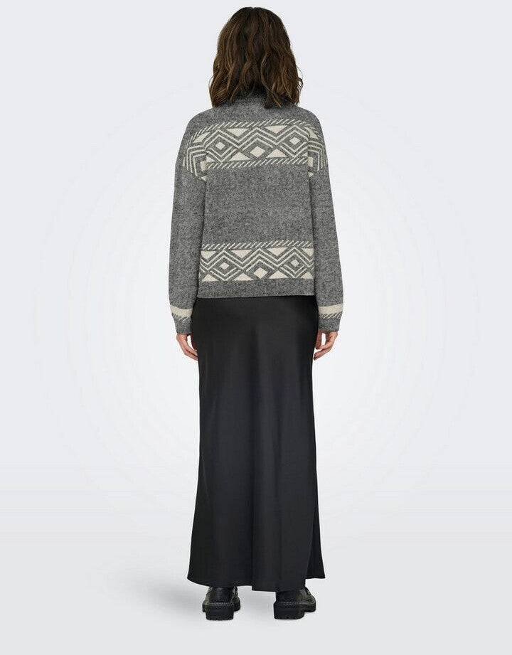 ONLY ONLVICTORIA Strickpullover mit Stehkragen – Grau