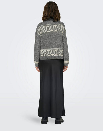 ONLY ONLVICTORIA Strickpullover mit Stehkragen – Grau